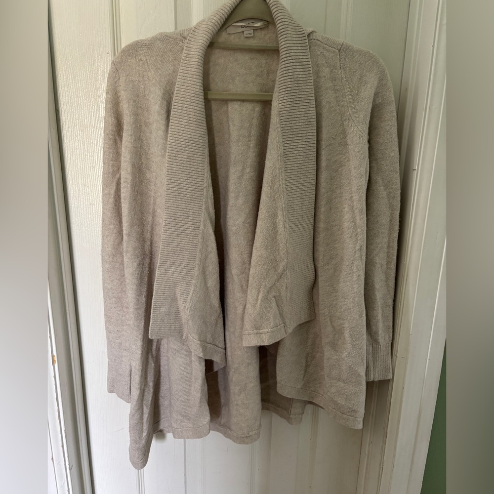 LOFT Women's Beige Open Front Cardigan